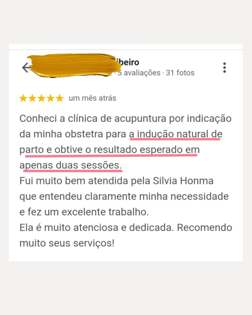 Depoimento sobre acupuntura para gestante - indução de parto